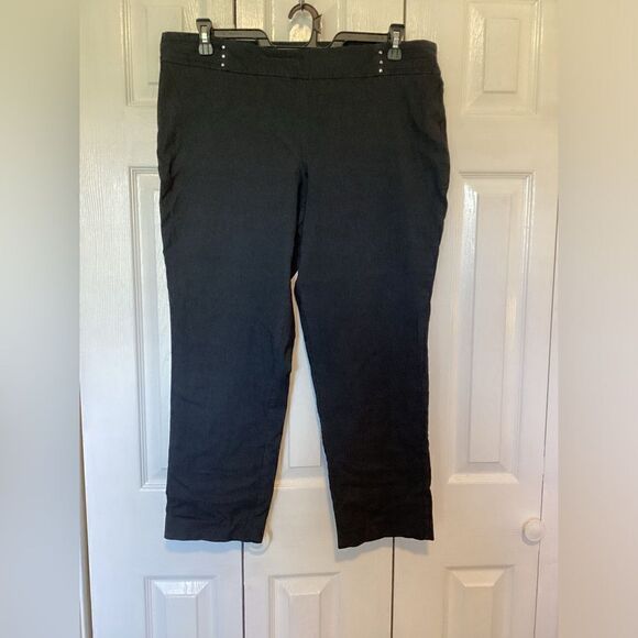 JM Collection - Women’s Plus Dark Navy Denim Look Cropped Pants - Picture 1 of 5